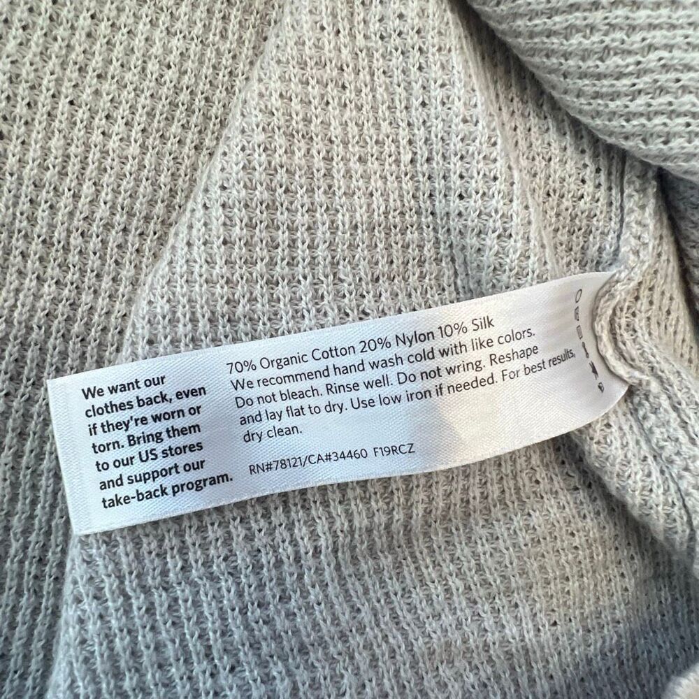 Eileen Fisher Gray Waffle Knit Zip Up Hoodie Organic Cotton Size XL - Picture 3 of 5
